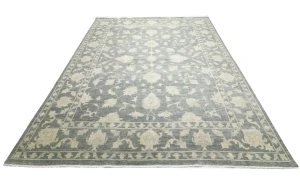Muted Dark Slate Floral 12X15 Transitional Oriental Rug