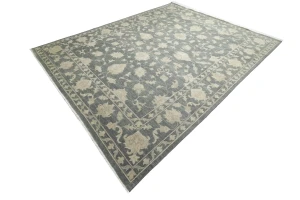 Muted Dark Slate Floral 12X15 Transitional Oriental Rug