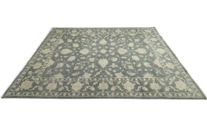 Muted Dark Slate Floral 12X15 Transitional Oriental Rug