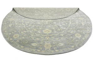 Muted Gray Floral 8X8 Transitional Oriental Round Rug