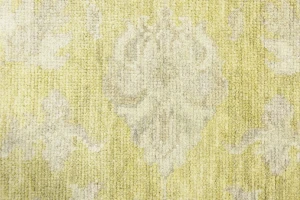 Muted Golden Yellow Floral 8X8 Transitional Oriental Round Rug