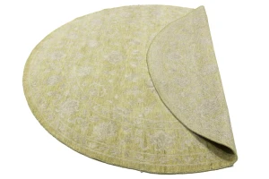 Muted Golden Yellow Floral 8X8 Transitional Oriental Round Rug
