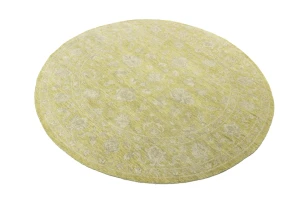 Muted Golden Yellow Floral 8X8 Transitional Oriental Round Rug
