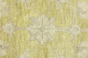 Muted Golden Yellow Floral 8X8 Transitional Oriental Round Rug