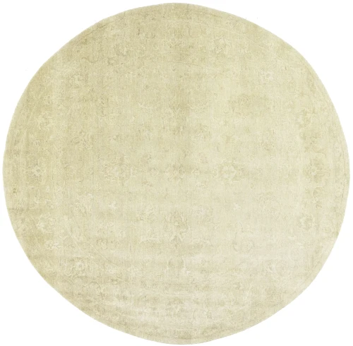 Muted Beige Floral 8X8 Transitional Oriental Round Rug