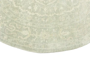 Muted Green Floral 6X6 Transitional Oriental Round Rug
