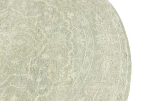 Muted Green Floral 6X6 Transitional Oriental Round Rug