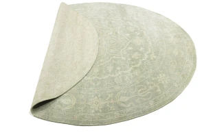 Muted Green Floral 6X6 Transitional Oriental Round Rug