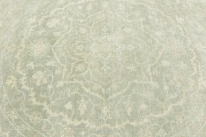 Muted Green Floral 6X6 Transitional Oriental Round Rug