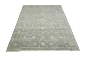 Muted Gray Floral 8X10 Transitional Oriental Rug