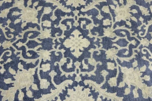 Muted Slate Blue Floral 8X10 Transitional Oriental Rug