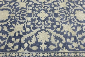 Muted Slate Blue Floral 8X10 Transitional Oriental Rug