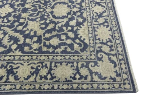 Muted Slate Blue Floral 8X10 Transitional Oriental Rug