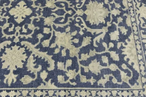 Muted Slate Blue Floral 8X10 Transitional Oriental Rug