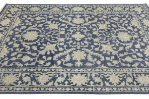 Muted Slate Blue Floral 8X10 Transitional Oriental Rug