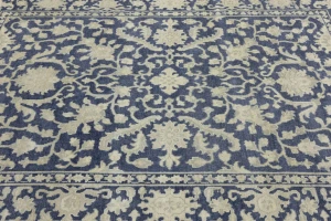 Muted Slate Blue Floral 8X10 Transitional Oriental Rug