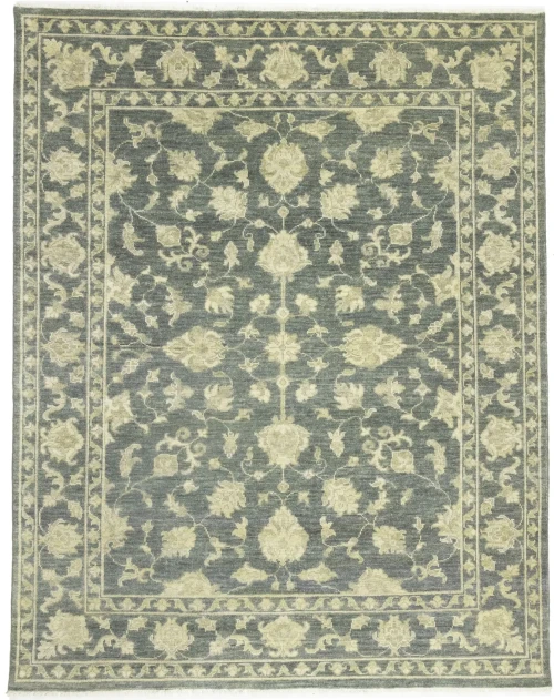 Muted Dark Slate Floral 8X10 Transitional Oriental Rug