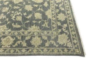 Muted Dark Slate Floral 8X10 Transitional Oriental Rug