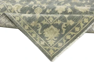 Muted Dark Slate Floral 8X10 Transitional Oriental Rug