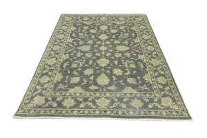 Muted Dark Slate Floral 8X10 Transitional Oriental Rug