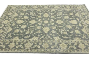Muted Dark Slate Floral 8X10 Transitional Oriental Rug