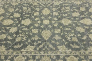 Muted Dark Slate Floral 8X10 Transitional Oriental Rug