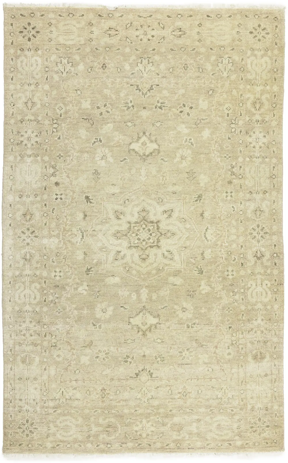 Muted Pinkish Beige Floral 5X8 Transitional Oriental Rug