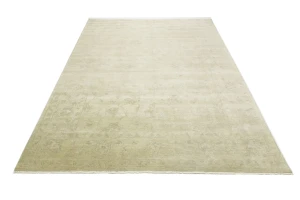 Muted Beige Floral 9X12 Transitional Oriental Rug