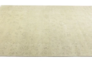 Muted Beige Floral 9X12 Transitional Oriental Rug