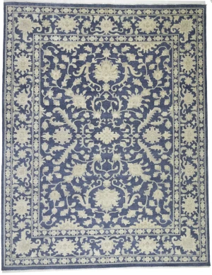 Muted Slate Blue Floral 12X15 Transitional Oriental Rug
