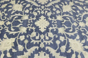 Muted Slate Blue Floral 12X15 Transitional Oriental Rug