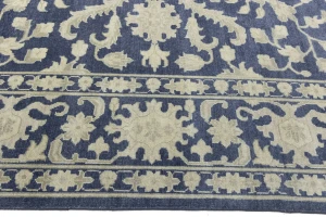 Muted Slate Blue Floral 12X15 Transitional Oriental Rug