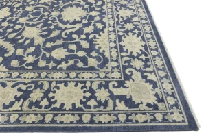 Muted Slate Blue Floral 12X15 Transitional Oriental Rug
