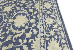 Muted Slate Blue Floral 12X15 Transitional Oriental Rug
