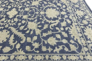 Muted Slate Blue Floral 12X15 Transitional Oriental Rug