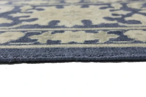 Muted Slate Blue Floral 12X15 Transitional Oriental Rug