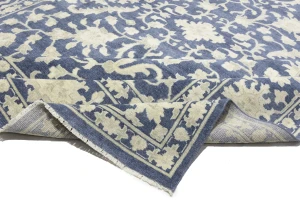 Muted Slate Blue Floral 12X15 Transitional Oriental Rug