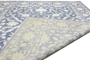 Muted Slate Blue Floral 12X15 Transitional Oriental Rug