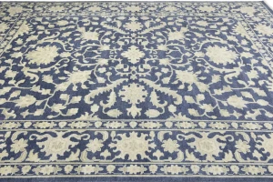 Muted Slate Blue Floral 12X15 Transitional Oriental Rug