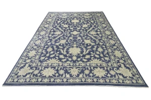 Muted Slate Blue Floral 12X15 Transitional Oriental Rug