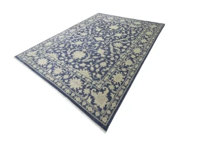 Muted Slate Blue Floral 12X15 Transitional Oriental Rug