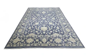 Muted Slate Blue Floral 12X15 Transitional Oriental Rug