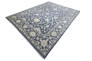 Muted Slate Blue Floral 12X15 Transitional Oriental Rug