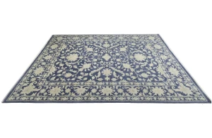 Muted Slate Blue Floral 12X15 Transitional Oriental Rug