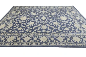 Muted Slate Blue Floral 12X15 Transitional Oriental Rug