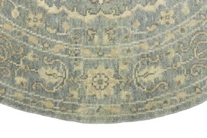 Muted Gray Floral 6X6 Transitional Oriental Round Rug