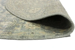 Muted Gray Floral 6X6 Transitional Oriental Round Rug