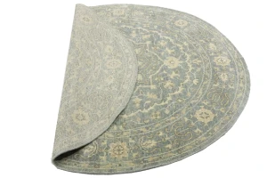 Muted Gray Floral 6X6 Transitional Oriental Round Rug