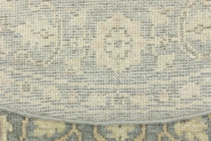 Muted Gray Floral 6X6 Transitional Oriental Round Rug