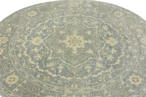 Muted Gray Floral 6X6 Transitional Oriental Round Rug